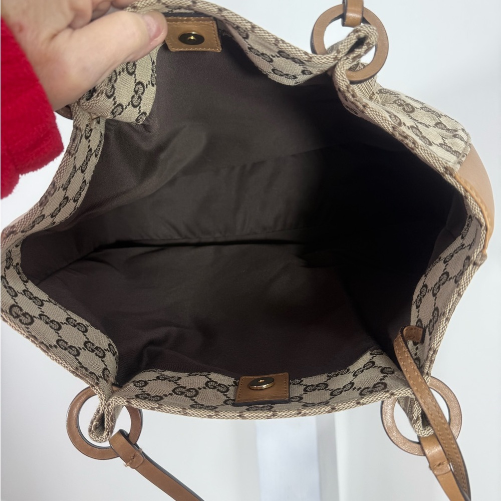 GUCCI GG monogram w/leather incl pouch very good cond Large vintage style - Picture 6 of 15